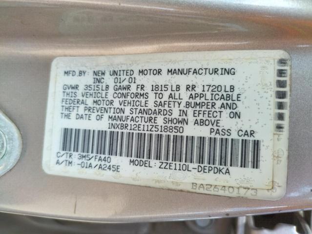 Photo 10 from auction – 2001 TOYOTA COROLLA CE with VIN 1NXBR12E11Z518850