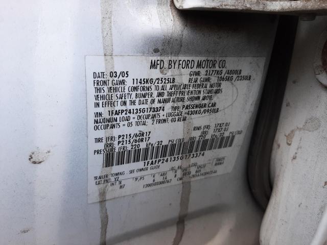 Photo 10 from auction – 2005 FORD FIVE HUNDR with VIN 1FAFP24135G173374
