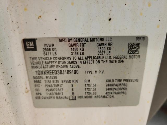 Photo 10 from auction – 2011 CHEVROLET TRAVERSE L with VIN 1GNKREED3BJ189190
