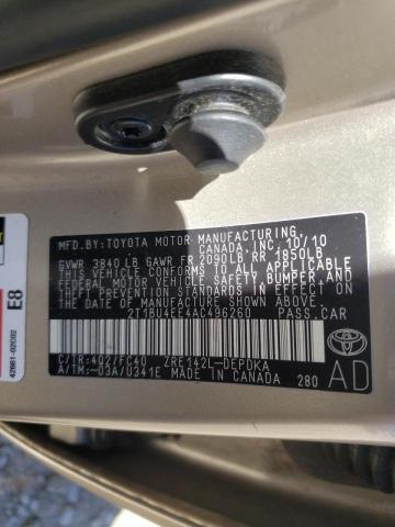 Photo 10 from auction – 2010 TOYOTA COROLLA BA with VIN 2T1BU4EE4AC496260