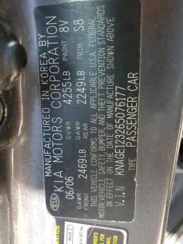 Photo 10 from auction – 2006 KIA OPTIMA LX with VIN KNAGE123265076177