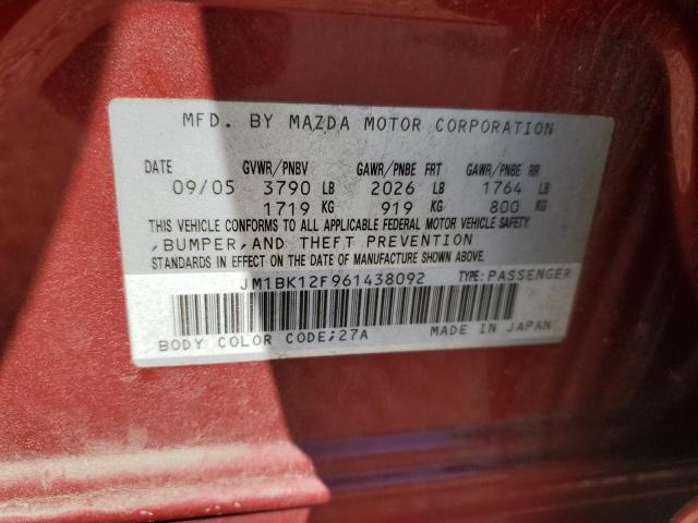 Foto 10 de la subasta – 2006 MAZDA 3 I con VIN JM1BK12F961438092
