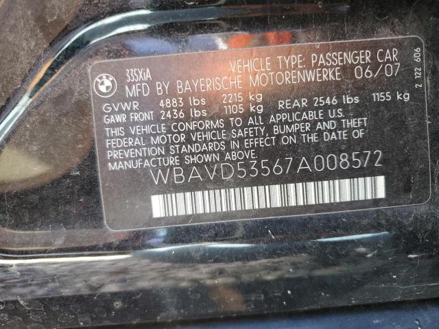 Photo 10 from auction – 2007 BMW 335 I with VIN WBAVD53567A008572