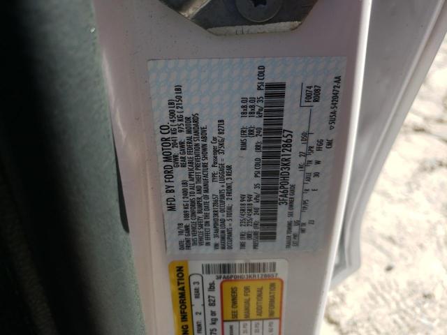 Photo 10 from auction – 2019 FORD FUSION SE with VIN 3FA6P0HD3KR128657