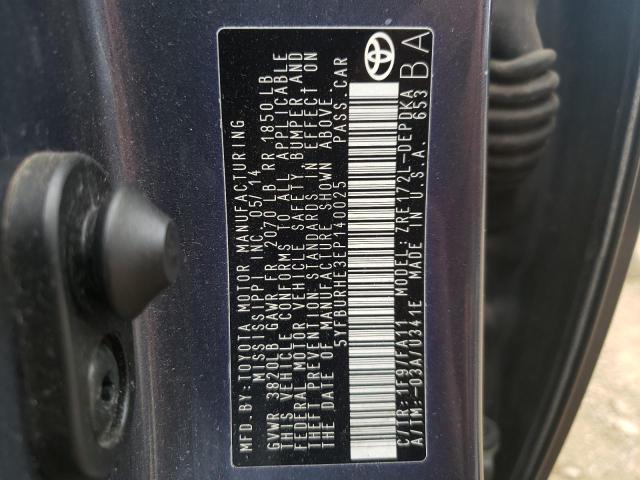 Photo 10 from auction – 2014 TOYOTA COROLLA L with VIN 5YFBURHE3EP140025