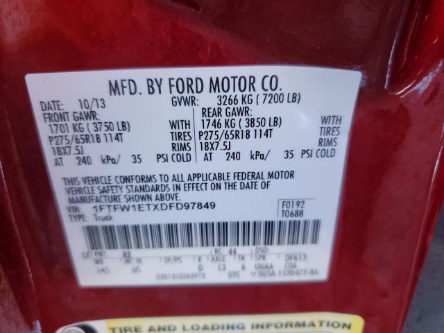 Photo 10 from auction – 2013 FORD F150 SUPER with VIN 1FTFW1ETXDFD97849