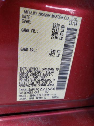 Photo 10 from auction – 2015 NISSAN ALTIMA 2.5 with VIN 1N4AL3AP4FC223566