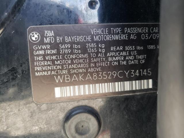 Photo 10 from auction – 2009 BMW 750 I with VIN WBAKA83529CY34145