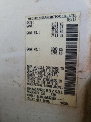 Фото 10 с аукциона – 2012 NISSAN MAXIMA S с VIN 1N4AA5AP6CC837581