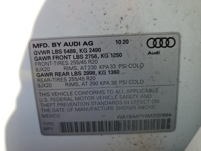 Photo 10 from auction – 2021 AUDI Q5 PREMIUM with VIN WA1BAAFY4M2020684