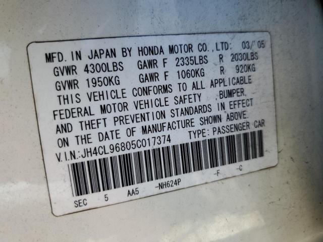 Photo 10 from auction – 2005 ACURA TSX with VIN JH4CL96805C017374