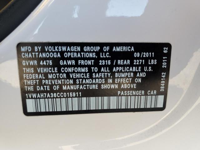 Photo 10 from auction – 2012 VOLKSWAGEN PASSAT S with VIN 1VWAH7A36CC015911