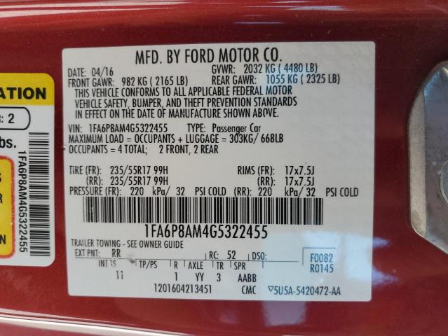 Photo 10 from auction – 2016 FORD MUSTANG with VIN 1FA6P8AM4G5322455