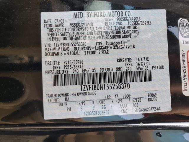 Photo 10 from auction – 2005 FORD MUSTANG with VIN 1ZVFT80N155258370