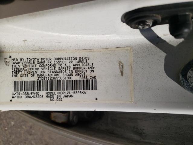 Photo 10 from auction – 2003 TOYOTA ECHO with VIN JTDBT123635051801