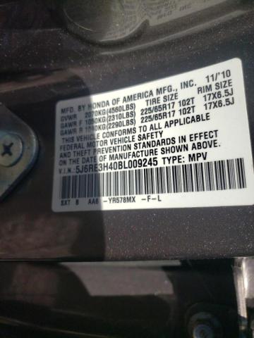 Photo 10 from auction – 2011 HONDA CR-V SE with VIN 5J6RE3H40BL009245