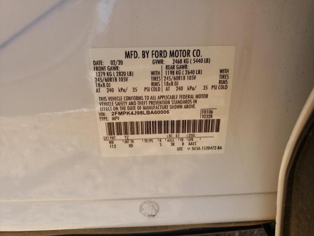 Photo 10 from auction – 2020 FORD EDGE SEL with VIN 2FMPK4J98LBA60006