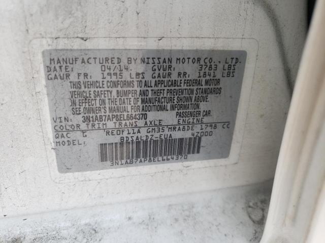 Photo 10 from auction – 2014 NISSAN SENTRA with VIN 3N1AB7AP8EL664370