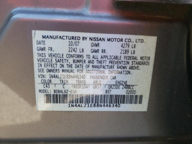 Photo 10 from auction – 2008 NISSAN ALTIMA 2.5 with VIN 1N4AL21E88N446340