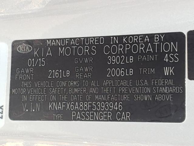 Photo 10 from auction – 2015 KIA FORTE EX with VIN KNAFX6A88F5393946
