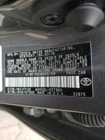 Photo 10 from auction – 2016 TOYOTA CAMRY LE with VIN 4T1BF1FK3GU592109