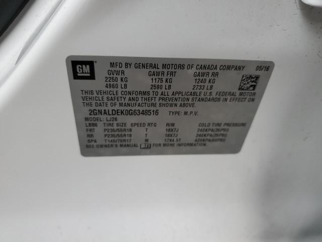 Photo 10 from auction – 2016 CHEVROLET EQUINOX LT with VIN 2GNALDEK0G6348516