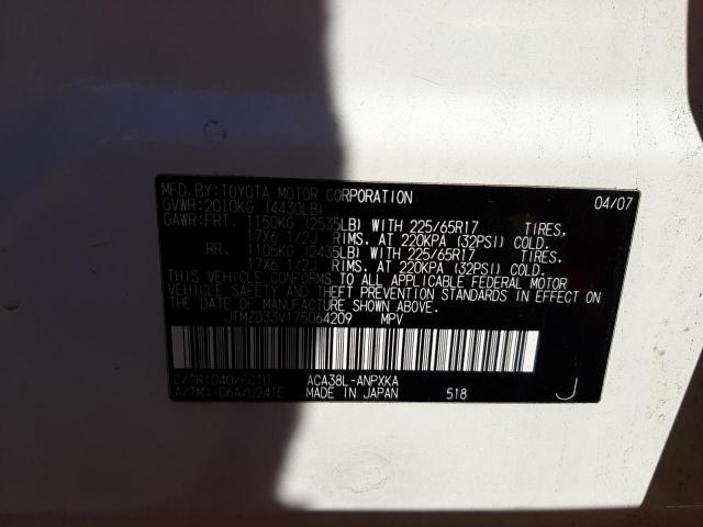 Photo 10 from auction – 2007 TOYOTA RAV4 with VIN JTMZD33V175064209