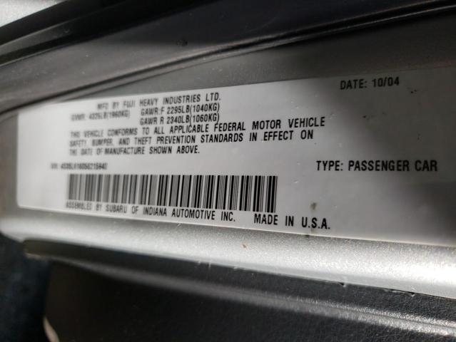 Photo 10 from auction – 2005 SUBARU LEGACY 2.5 with VIN 4S3BL616056215940