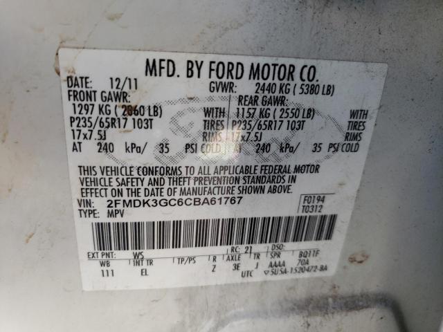 Photo 10 from auction – 2012 FORD EDGE SE with VIN 2FMDK3GC6CBA61767