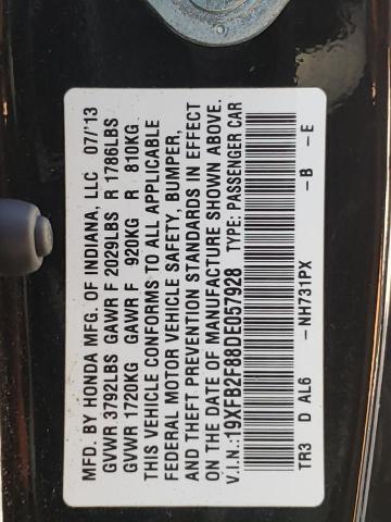 Photo 10 from auction – 2013 HONDA CIVIC EX with VIN 19XFB2F88DE057928