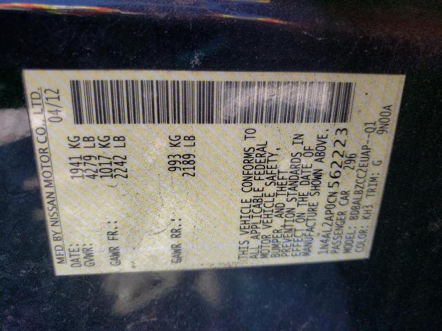 Photo 10 from auction – 2012 NISSAN ALTIMA BAS with VIN 1N4AL2AP0CN562223