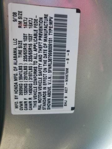 Photo 10 from auction – 2009 HONDA ODYSSEY EX with VIN 5FNRL38799B009151