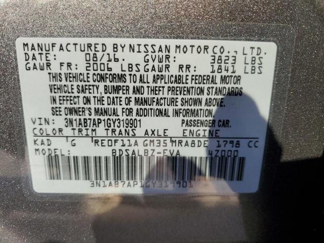 Photo 10 from auction – 2016 NISSAN SENTRA S with VIN 3N1AB7AP1GY319901