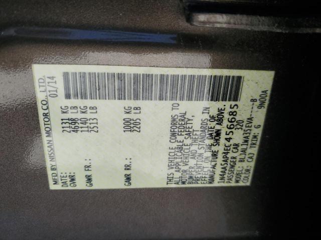Photo 10 from auction – 2014 NISSAN MAXIMA S with VIN 1N4AA5AP4EC456685