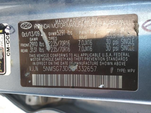 Photo 10 from auction – 2009 HYUNDAI SANTA FE G with VIN 5NMSG73D09H332657