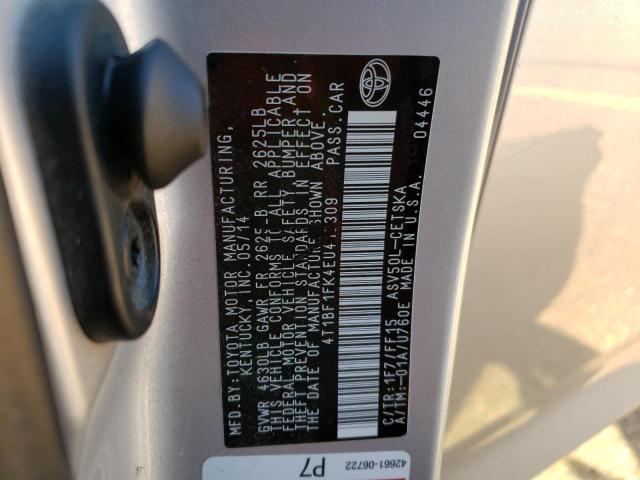 Photo 10 from auction – 2014 TOYOTA CAMRY L with VIN 4T1BF1FK4EU412309