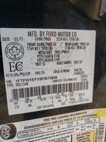 Photo 10 from auction – 2011 FORD F150 SUPER with VIN 1FTFW1EFXBFB73858