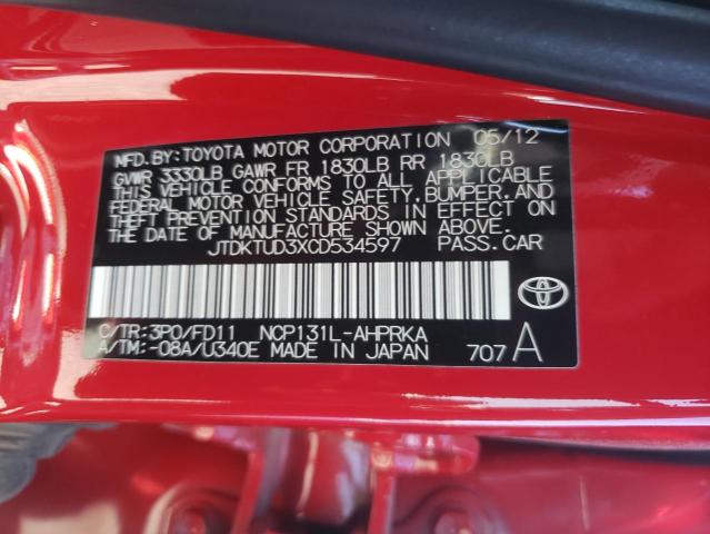 Photo 10 from auction – 2012 TOYOTA YARIS with VIN JTDKTUD3XCD534597