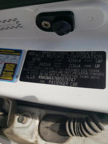 Photo 10 from auction – 2011 KIA OPTIMA LX with VIN KNAGM4A76B5079747