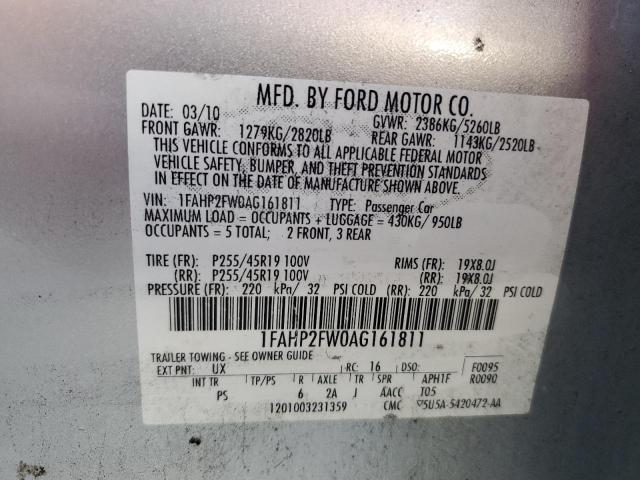 Photo 10 from auction – 2010 FORD TAURUS LIM with VIN 1FAHP2FW0AG161811