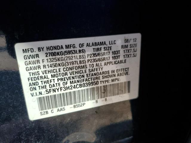 Photo 10 from auction – 2012 HONDA PILOT LX with VIN 5FNYF3H24CB039950