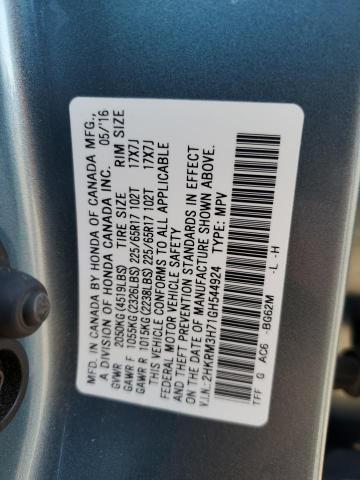 Photo 10 from auction – 2016 HONDA CR-V EXL with VIN 2HKRM3H71GH544924