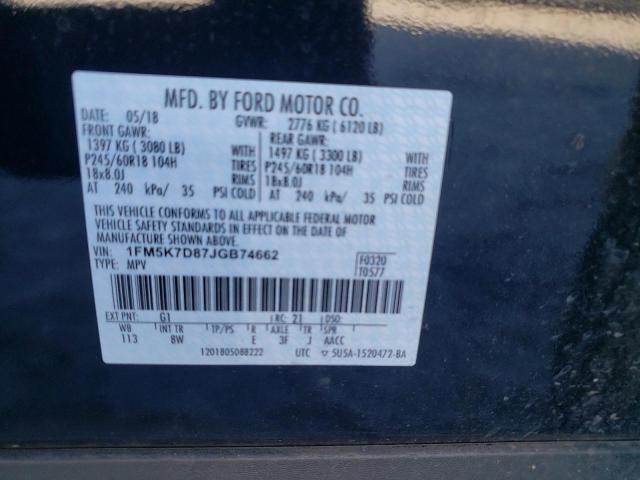 Photo 10 from auction – 2018 FORD EXPLORER X with VIN 1FM5K7D87JGB74662