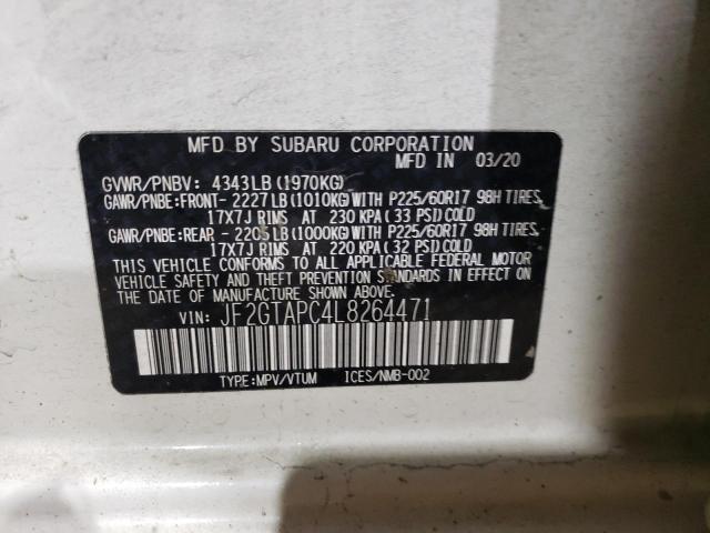 Photo 10 from auction – 2020 SUBARU CROSSTREK with VIN JF2GTAPC4L8264471