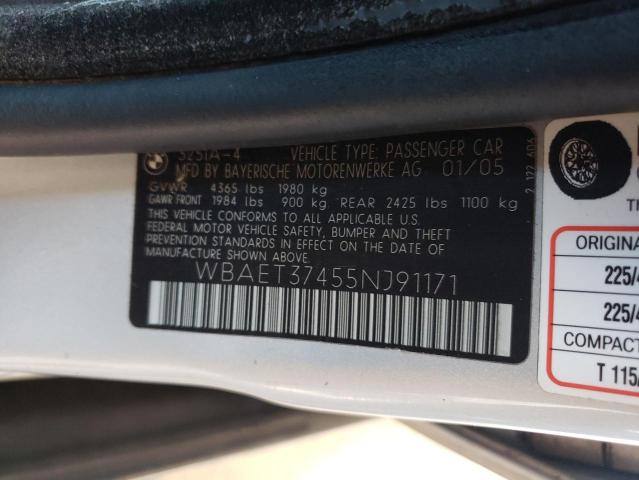 Photo 10 from auction – 2005 BMW 325 I with VIN WBAET37455NJ91171