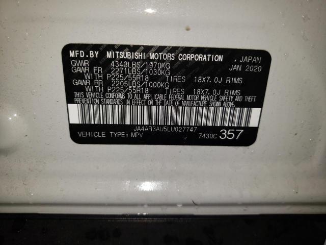 Photo 10 from auction – 2020 MITSUBISHI OUTLANDER with VIN JA4AR3AU5LU027747