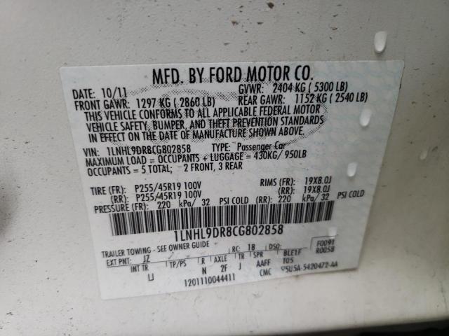 Photo 10 from auction – 2012 LINCOLN MKS with VIN 1LNHL9DR8CG802858