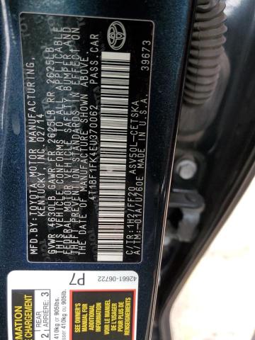 Photo 10 from auction – 2014 TOYOTA CAMRY L with VIN 4T1BF1FK4EU370062