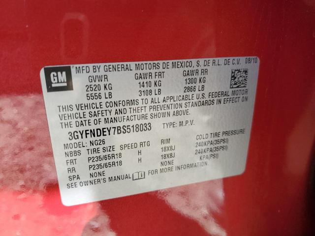 Photo 10 from auction – 2011 CADILLAC SRX LUXURY with VIN 3GYFNDEY7BS518033