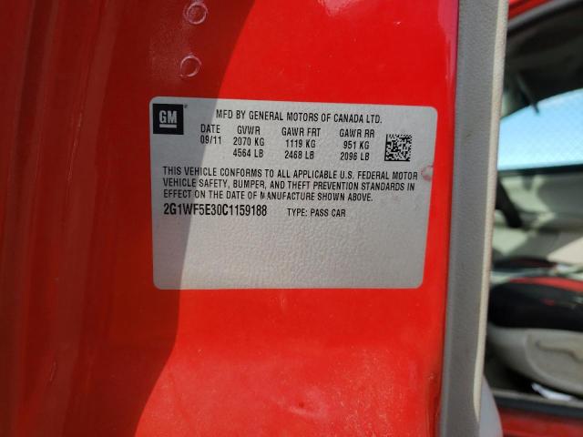 Photo 10 from auction – 2012 CHEVROLET IMPALA LS with VIN 2G1WF5E30C1159188